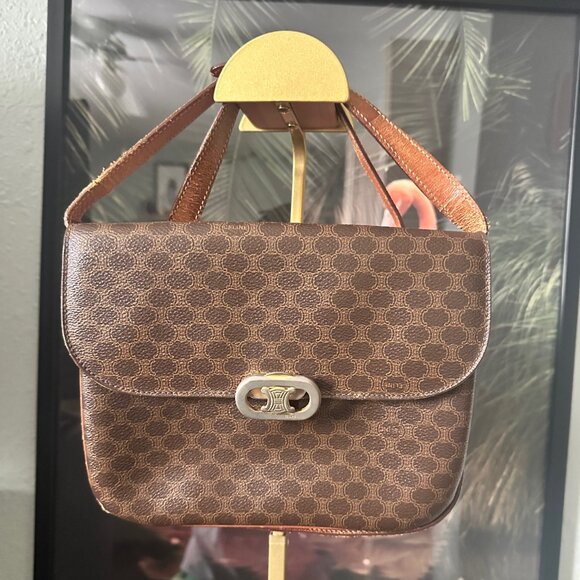 Celine Macadam Canvas Shoulder Bag PVC Leather -‎ GUC